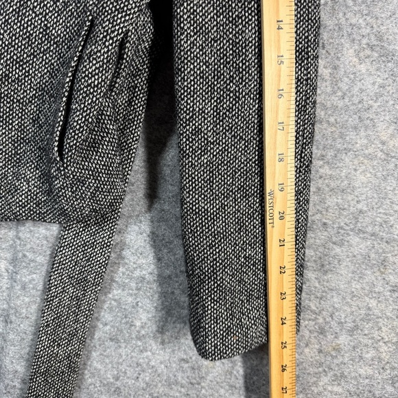 Mango Turtle High Neck Y2K Aesthetic Zip Up Gray Wool Belted Jacket Size 6 - Picture 12 of 16